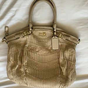 Coach Leather ruched/pleated satchel